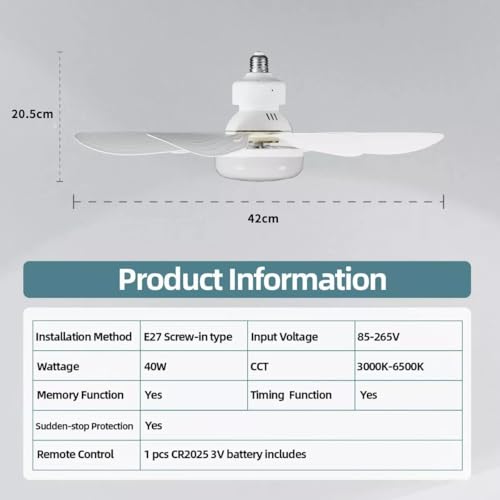 Ventilador De Teto LED Controle Remoto Bivolt 110v/220v Padrão Soquete E27 três modos de iluminação