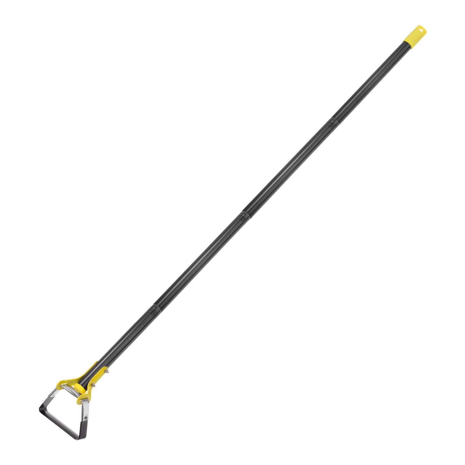 QUARKZMAN Hula Azada Jardín Herramienta 15-59" Ajustable Bucle Desmalezado Jardinería Azada Larga Manejar Mano Acción Maleza Herramienta para Jardín Deshierbe Siembra, Negro y Amarillo