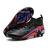 FLIOZY Botas de fútbol para hombre y joven, botas de fútbol de alta punta con punta alta, ligeras botas de fútbol de piel de PVC con suela antideslizante para exterior y césped artificial, Cd Black,