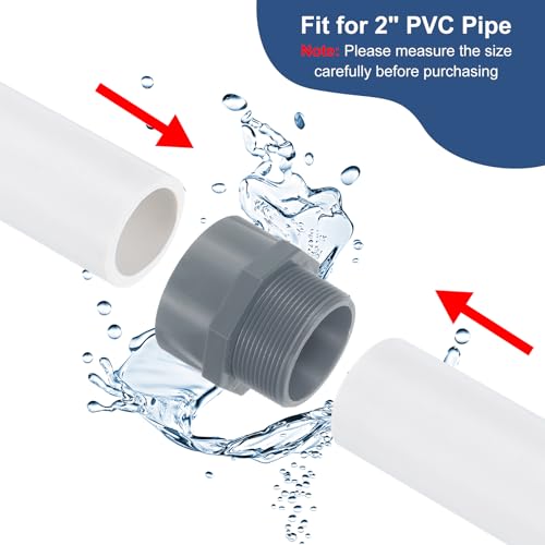 Adaptador de tubería de PVC de 2 pulgadas manguito de 2 vías roscado macho pack de 5 unidades 6