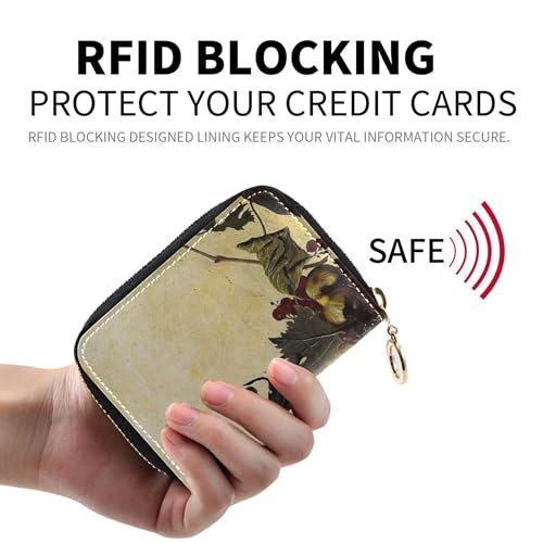 Scan Proof Women's Wallets Small Cute Card Holder RFID Blocking Caravaggio Painting Basket Fruit Zipper Wallet with Coin Pocket2