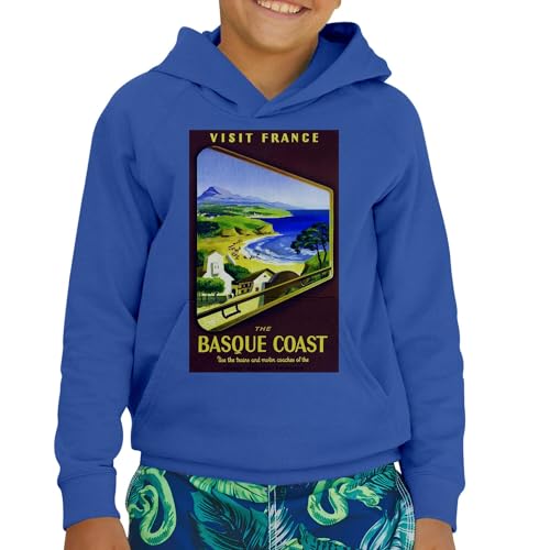 Sweat à capuche enfant Côte Basque style affiche vintage et rétro Premium