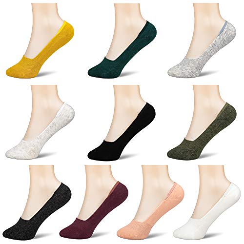 10 Pair Women 5-9 Socks Boat Low Cut Casual Thin Cotton No Show Deodorant Sock Non Slip Hidden Flat Line Colorful