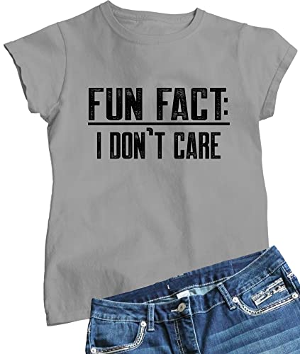 Go All Out Large Athletic Heather Womens Fun Fact I Don't Care Funny T-Shirt