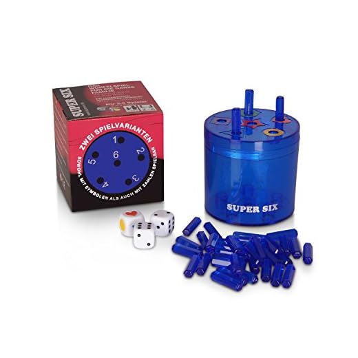 BestSaller 3016 SUPER SIX Kunststoff, beidseitig bespielbar – auch für Kinder, 36 Stäbchen, 3 Würfel, blau (1 Stück)