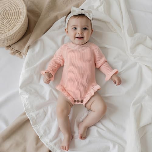 ZyHwShine Baby Girl Sweater Kint Romper Newborn Warm Knitted Outfit Baby Oversized Sweatshirt Onesie Cute Fall Winter Clothes3