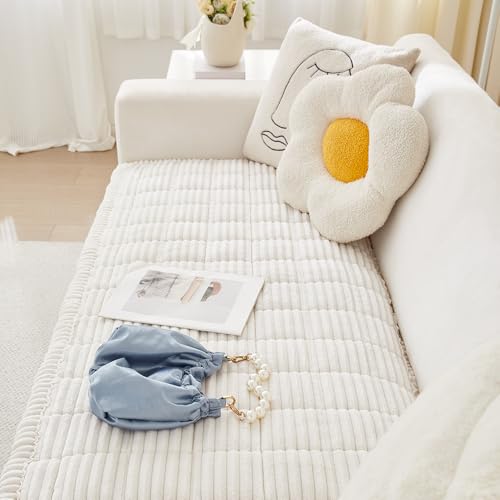 Awjcsv Couch Cover for Dogs Washable, Fuzzy Pet Couch Covers for 3 Cushion Sofa Pet Friendly, Non Slip Sofa Cover (White, 27.6" x 59"/70 x 150cm) - Image 8