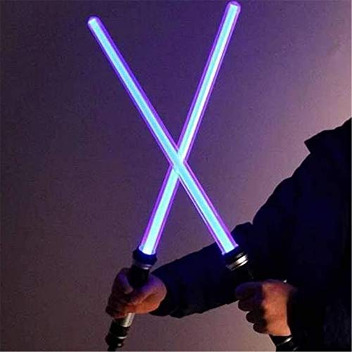 Light Up Laser Sword 2-in-1 LED FX Dual Laser Swords Set, 7 Color with Sound(Motion Sensitive) for Galaxy War Fighters and Warriors, Kid Gift Cover