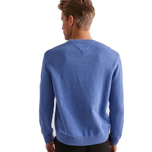 Tommy Jeans Flag Logo Crew Neck Sweater, Tempo Blue Melange4