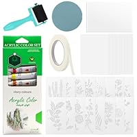 Gel Druckpad Set,Gel Press Monodruckplatte,Gel-Druckset,Inklusive A5-Gel-Platten,12 Acrylfarben,A5-Zeichenpapier und Unverzichtbaren Werkzeugen für Kartenherstellung,Scrapbooking,Kunst und Handwerk