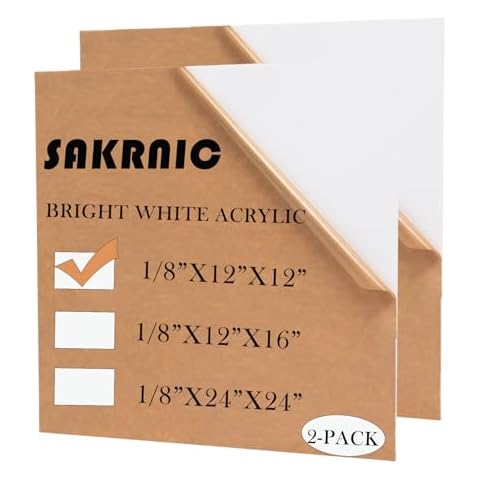 Milky White Acrylic 2 Sheets of 12"x12"White Translucent Acrylic 1/8" Thickness Cast Acrylic with Protective Paper for Making Light Boxes, Signs,Lamps,DIY Display Projects, Craft Cover