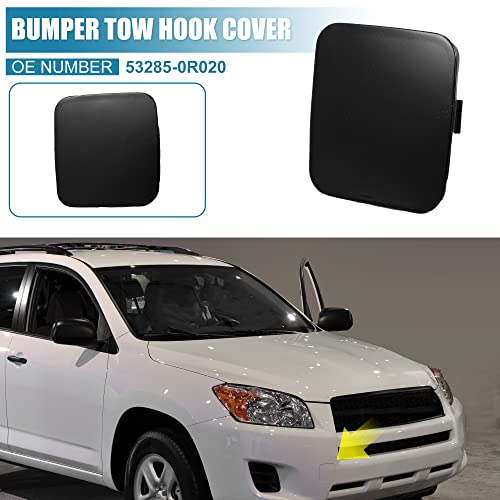 X AUTOHAUX 1 Pair Front Left Right Bumper Tow Hook Cover 53285-0R020 53286-0R020 for Toyota RAV4 2009 2010 2011 2012 Tow Hook Eye Lid Cover Cap Bright Black by X AUTOHAUX - Image 2