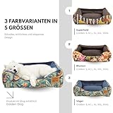 Golden Dog Hundebett Hundekorb Waschbarer Hundekorb Flauschige Hundematratze mit erhöhten Rändern Weiches Hundesofa, Katzen Samt „Square Kinia“ (Vögel, XL)