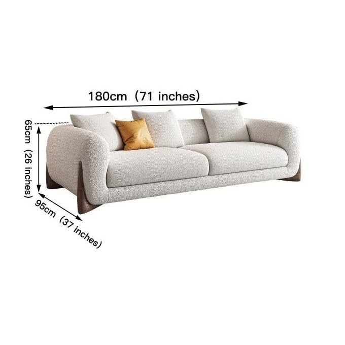 Image of Modern Comfortable Sofa Boucle Fabric Sofa for Living Room, Bedroom, Office with Pillow (Off-White, 4 Seater)