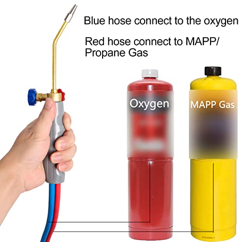 Oxygen Propane Torch Kit With Pressure Meter Compatible With Mapp, Map Gas With Cylinders Metal Stand For Heating, Soldering, Brazing Welding Torch Kit #TOP4