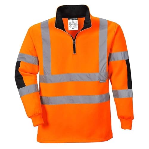 Image of Portwest B308ORRXS Xenon Rugby Sweatshirt, X-Small, Orange