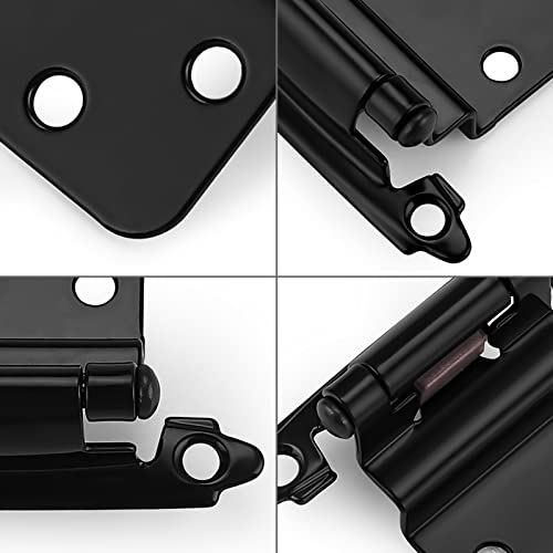Probrico Matte Black Inset Cabinet Hinges (10 Pairs - 20 Pack) 3/8" Overlay Door Hinges For Kitchen Cabinets, Decorative Self Closing Cupboard Hinges Face Mount #TOP2