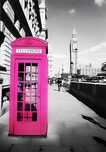 KUSTOM ART Affiche murale décorative Série Paysages Londres Cabine Téléphonique et Big Ben...