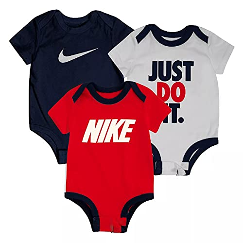 Image of Nike Jordan baby-boys Assorted 3 Pack BodySuit, Universityred(56e779-u10)/White, 3 Months