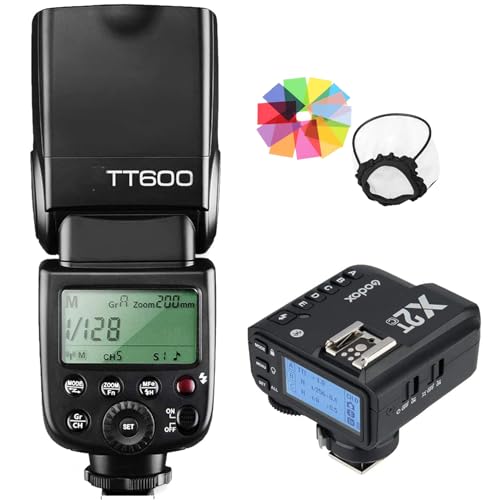 Godox TT600 HSS 1/8000S 2.4G Wireless GN60 Flash Speedlite Built in Godox X System Receiver with X2T-C Trigger Transmitter Compatible Canon Camera