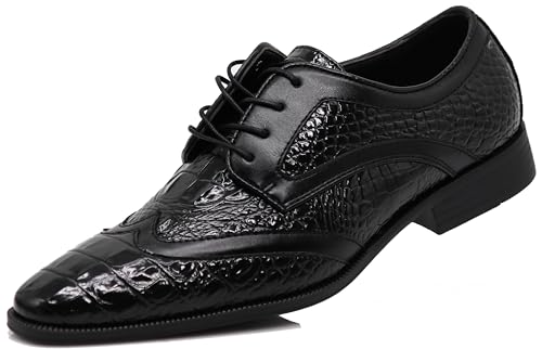 Image of ODN Men's Alligator Crocodile Print Oxfords Fashion Lace Up Dress Shoes