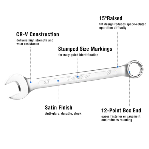 Image of 19-Piece Combination Wrench Sets CR-V Metric Wrench Set 6-24mm Box and Open End Wrench Set 12-Point with Rolling Pouch Industrial for Workshop Outdoor Diy Repair