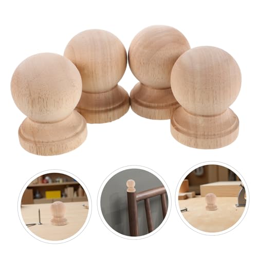 Miniatura 8 de Tobbomey Balaustre De Madera Sin Terminar Europeo, Remates Decorativos Para Muebles, Columnas Romanas Pequeñas, Madera Maciza, Color Amarillo Claro, Para Vinotecas Y Alacenas, Pack De 4