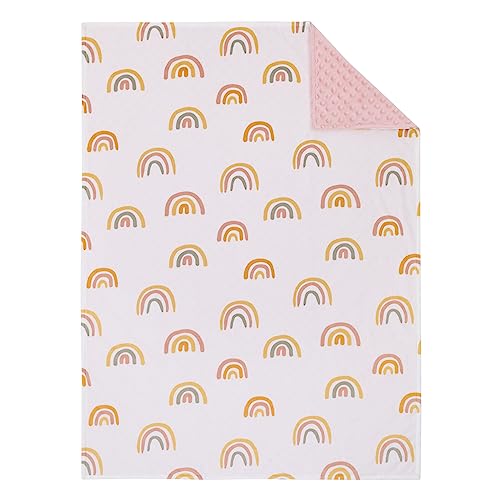 Image of Little Love by NoJo Rainbow White, Pink, and Gold Super Soft Baby Blanket