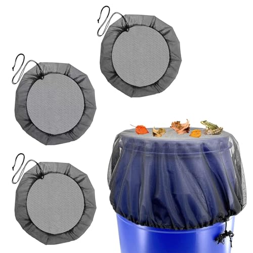 MUNTE 3 Piezas Red para Barriles Lluvia Ajustable, Red Protectora para Barriles, Cubierta para Tope de Lluvia Negro, Adecuado Barariles de hasta 50 cm de Diámetro, para Patio Trasero y Balcón