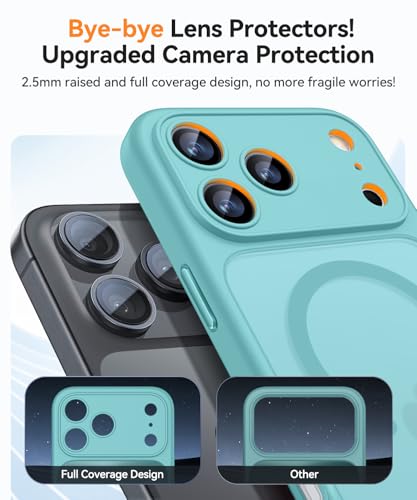 Image of CANSHN Magnetic Compatible with iPhone 17 Pro Case, Upgraded [Full Camera Protection] [Compatible with Magsafe] [Translucent Matte] Shockproof Protective Phone Cover 6.3 Inch - Teal