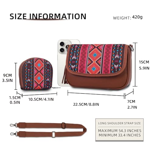 Boho Style 2pcs Lightweight Crossbody Shoulder Bags Vintage Pattern Small Handbag, Multi-Purpose Purse for Travel, Vacation3