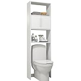 Armoire WC 2 Portes Blanches 182 cm 4 Niches