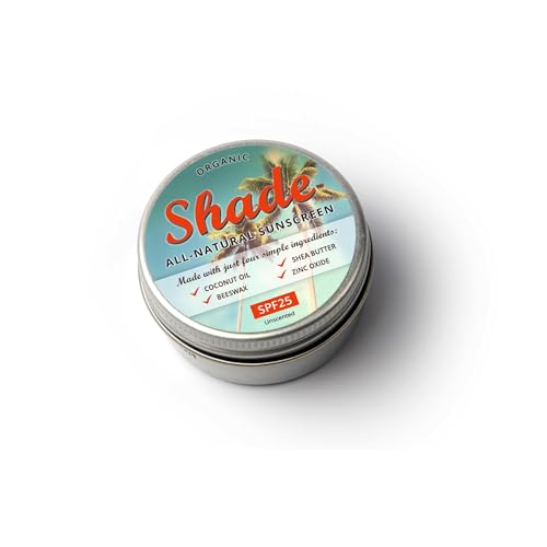 Shade All-Natural Sunscreen SPF25-15ml | Pocket-Sized Mineral Sun Cream with Organic Coconut Oil Shea Butter Beeswax & Zinc Oxide