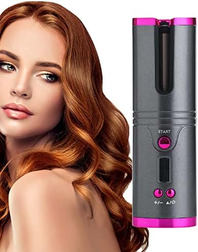 Cordless Automatic Hair Curler Cordless Hair Curlers for Long Hair Short Hair with LCD Display Adjustable Temperature Setting USB Rechargeable Professional Curling Iron Hair Curlers Wireless Curler