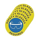 YIKIADA 5 Pack Safety Glasses Required Sticker 17 × 17 Inches Eyes Protection Caution Warning Safety Sign Self Adhesive Vinyl Waterproof Signage for Factory Warehouse Workplace