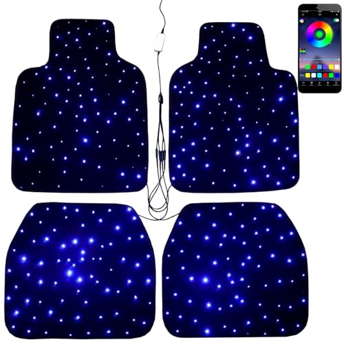 Starlight Floor Mats for Car LED Car Mats Starry Sky Design Luminous Carpet Universal Fit Anti-Slip Waterproof Starlight Mats for Cars SUVs Trucks(USB Cable)