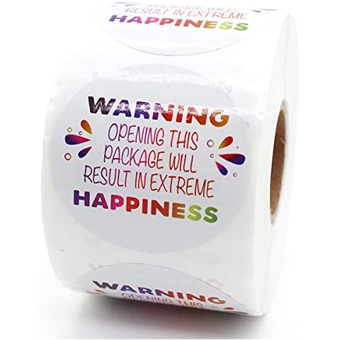 Littlefa 1.5” Warning Opening This Package with Rainbow Design Stickers,Thank You Stickers,Bakeries Stickers,Handmade Stickers,Small Business Stickers, Envelopes Stickers, Gift Bags Packaging 500 PCS Cover
