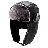 CORREA DE BARBILLA MULTIFUNCIONAL A PRUEBA DE VIENTO: clips de oreja de piel sintética con hebillas que se pueden plegar y abrochar de forma segura, convirtiéndose en un ushanka ruso salvaje, o se pueden colocar como una correa de barbilla para calentar cómodamente la cara, las orejas y el cuello. ¡Poderoso!