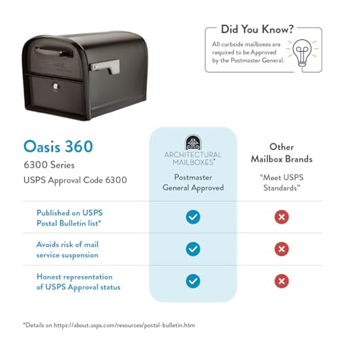 Image of Architectural Mailboxes 6300RZ Oasis 360 Locking Parcel Mailbox with 2-Access Doors, X-Large, Rubbed Bronze | Galvanized steel build with a secure steel cam lock, dual access doors, and hopper delivery door. USPS approved.