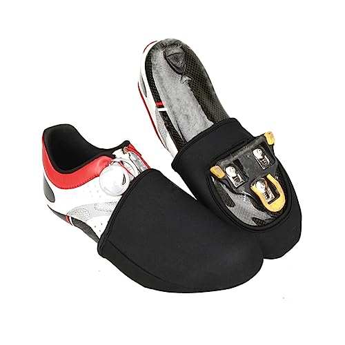 Cubiertas impermeables para zapatillas de ciclismo TEHAUX, 2 unidades, térmicas y cortaviento, para hombre y mujer, talla única (negro) miniatura 4