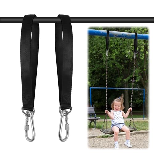 Juibao Schaukel Befestigung 50cm, 2 Stück Reißfest Nylon Aufhängung Gurte mit Karabinern, Hält bis zu 400kg, Befestigung für Hängematte, Schaukel, Hängesessel, Turnringe