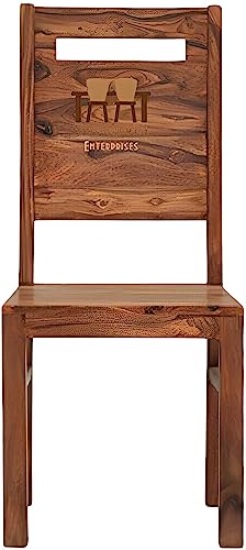 Image of Solid Sheesham Wood Set of Two Dining Chairs for Dining Room | Study Room | Office | Guest Room | Finish Color - Teak Finish |