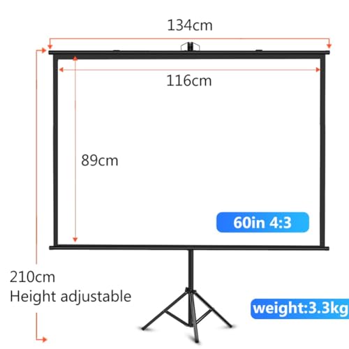 Pantalla portátil para proyector HD 4K de 60 pulgadas con soporte, formatos 16:9/4:3, resistente a arrugas, para pared o soporte, ideal para películas o presentaciones de oficina miniatura 4
