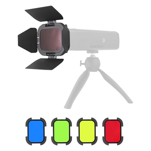 Image of GODOX BD-07 II Barn Door Compatible for Godox AD200Pro II Pocket Flash, with Detachable Honeycomb Grid and 4 Color Gel Filters
