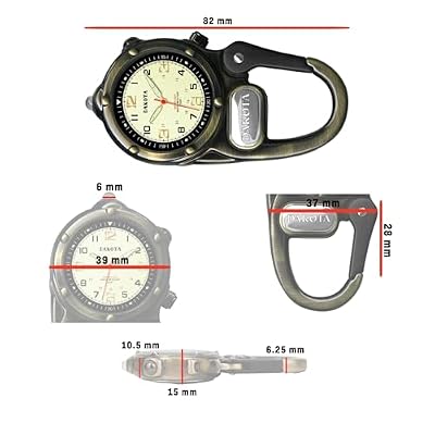 Dakota Mini Clip Microlight, Quality Pocket and Fob Watch, Premium Durability Outdoor Gifts for Men, Use for Fishing Hunting, and More, LED Flashlight, Clip on Watch