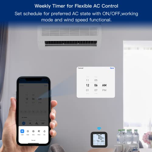 Moesgo Wifi Smart Air Conditioner Controller, Lcd Screen Touch, Smart Thermostat For Mini Split, Window & Portable Ac, Built-In Temperature And Humidity Sensor, Voice Control Alexa And Google Home #TOP5