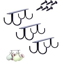 Mug Rack Under Cabinet 12 Mug Hooks Coffee Cup Holder Under Shelf Display Hanging Cups Organizer Hanger for Bar Kitchen Utensils - Black