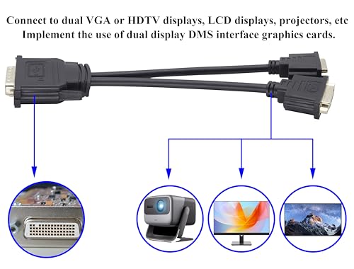 zdyCGTime DMS-59 to DVI Splitter Cable Connector For Dual Monitor Setups or as a DVI Adapter Y Cord Dongle-10inch - Image 7