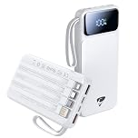 10000mAh Power Bank, 22.5W PD Fast Portable Charger with 4 Built-in Cables (USB-C/Lightning/USB-A/Micro-USB), 6 Outputs & 3 Inputs for iPhone 17/16/15, Samsung S24/S23, iPad, AirPods