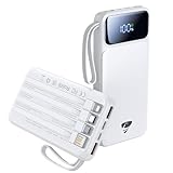 10000mAh Power Bank, 22.5W PD Fast Portable Charger with 4 Built-in Cables (USB-C/Lightning/USB-A/Micro-USB), 6 Outputs & 3 Inputs for iPhone 17/16/15, Samsung S24/S23, iPad, AirPods